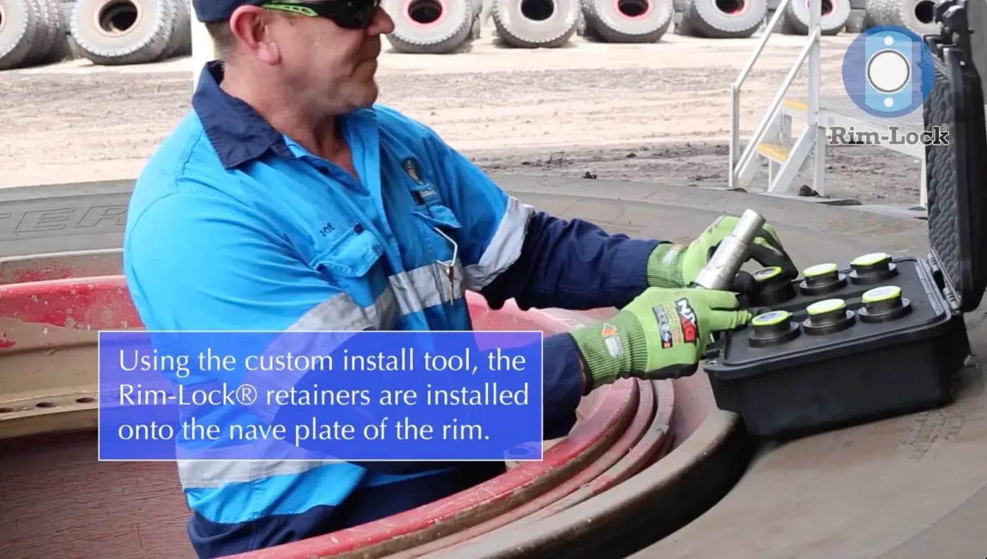 The Rim-Lock® installation tool, with retainers placed on the nave plate of the rim