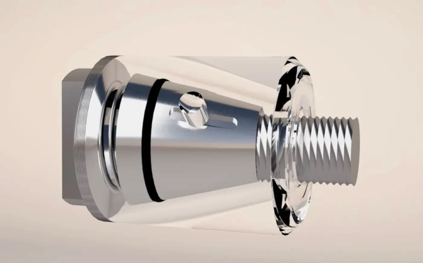 Render of a Rim-Lock® retainer showing the internal thread that locks onto the stud
