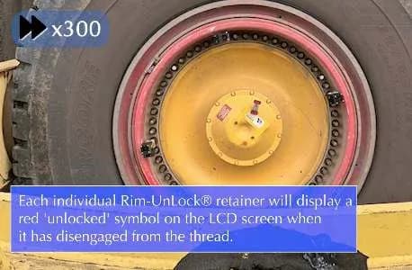 Rim-UnLock® retainers showing a red unlocked symbol once disengaged from the studs